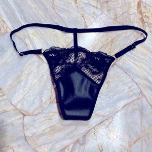 VERY SEXY V-Hardware V-String Panty Black Faux Leather mesh Lace G-String XL